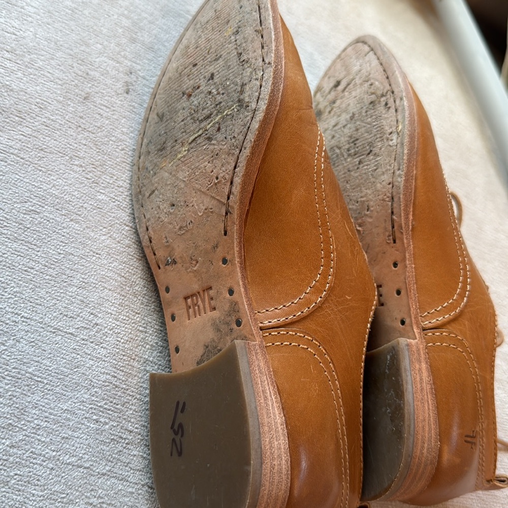 $328 Frye Grace Oxford Cognac Brown Real Leather Lace Up Casual Comfy Daily Flat - Picture 5 of 8